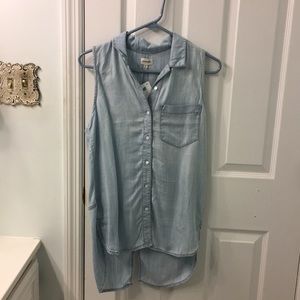 Split back chambray top